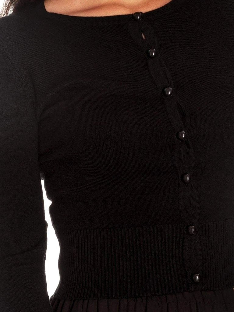 Hell Bunny Paloma Cropped Cardigan - Black - LuckyFash™