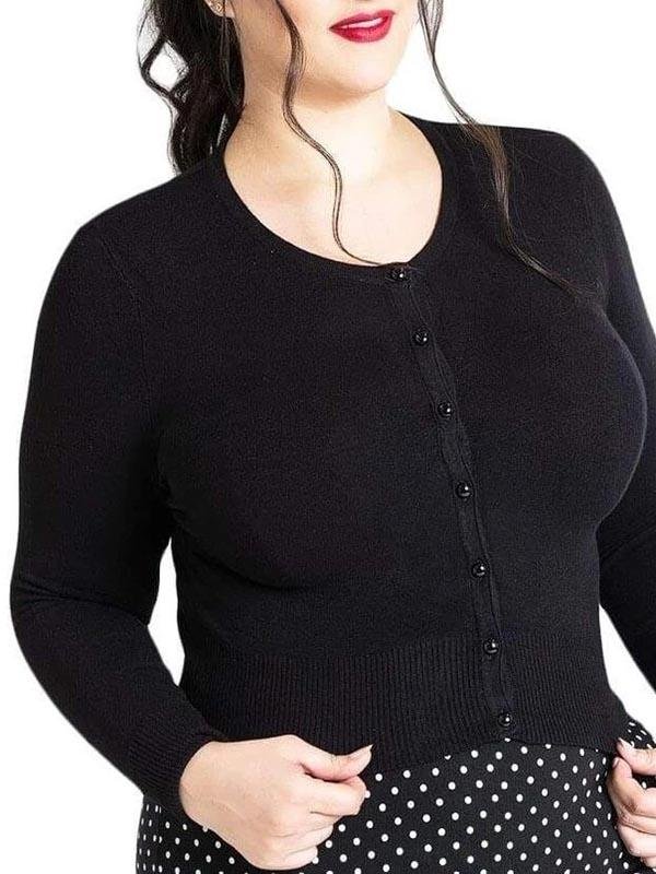 Hell Bunny Paloma Cropped Cardigan - Black - LuckyFash™