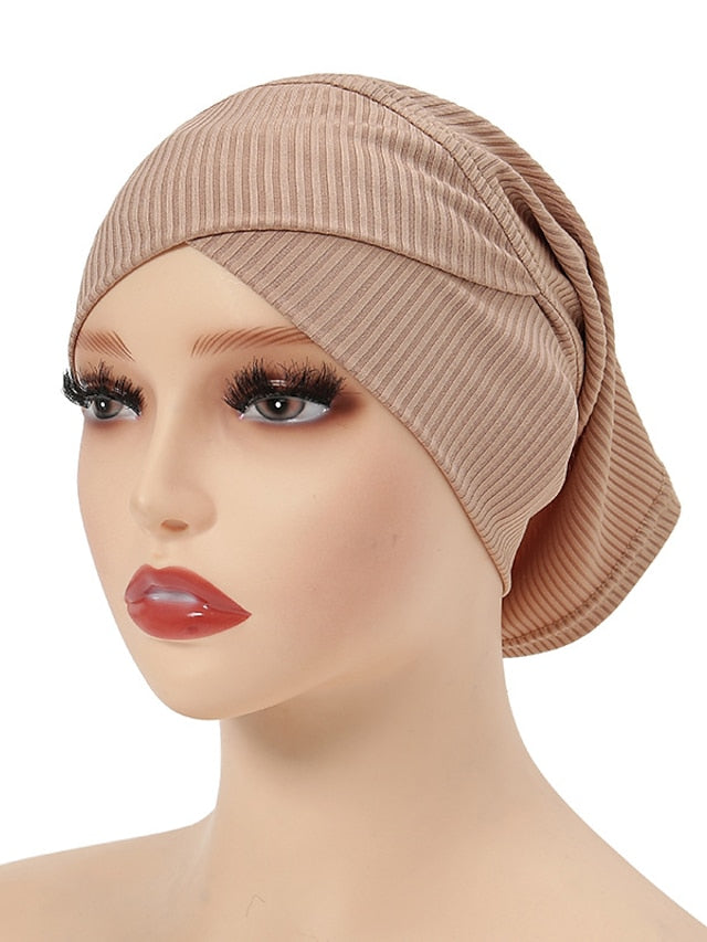 Simple Turban Cap Muslim Hijab Women Head Scarves Islamic Underscarf Bonnet Headscarf Stretch Jersey Cap Solid Color Muslim Turban Hats - LuckyFash™