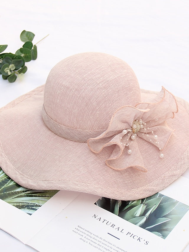 Women's Party Hat Party Wedding Street Bowknot Flower Yellow Gray Hat Pink Khaki Fall Summer Sun Hat - LuckyFash™