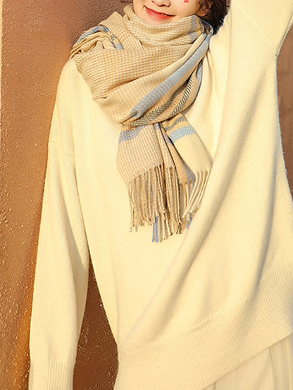 Women's Women's Shawls & Wraps Outdoor Dailywear Holiday Camel Blue Pink Scarf Plaid - LuckyFash™