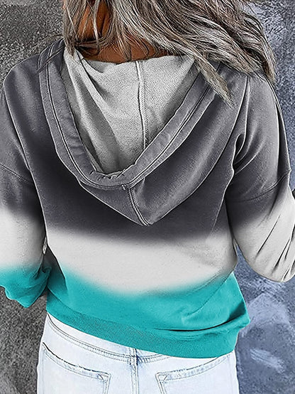 Women's Hoodie Sweatshirt Pullover Streetwear Casual Front Pocket Green Blue Purple Gradient Casual Hooded Long Sleeve S M L XL XXL - LuckyFash™