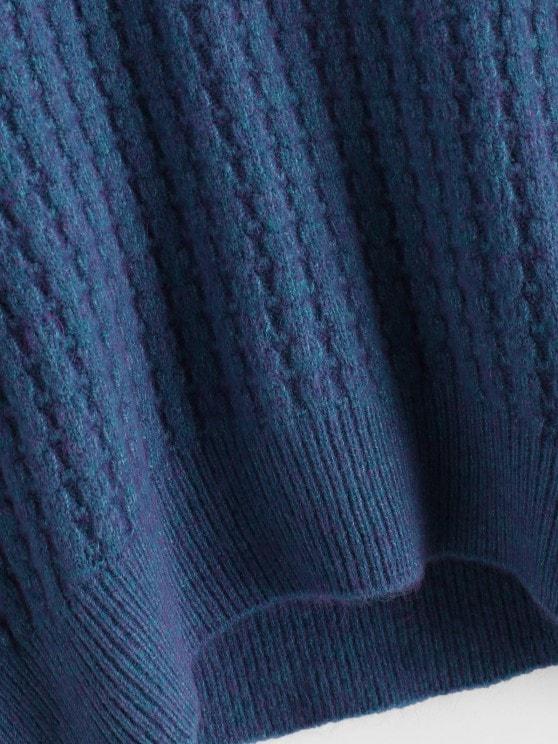 High Collar Drop Shoulder High Low Sweater - LuckyFash™