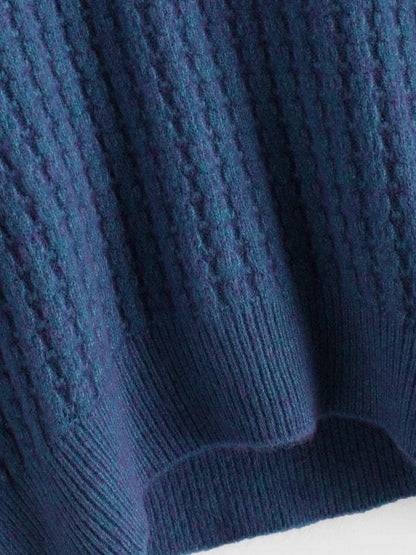 High Collar Drop Shoulder High Low Sweater - LuckyFash™