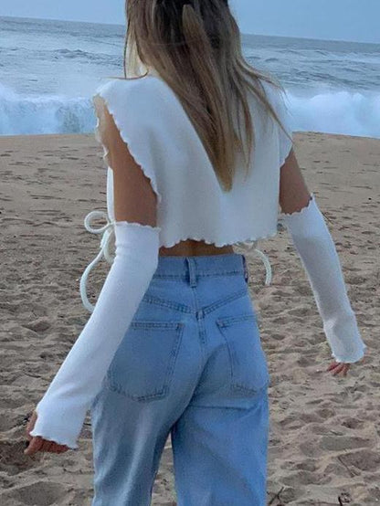 High Collar Slim Cutout Sleeve Strappy Tank Top - LuckyFash™