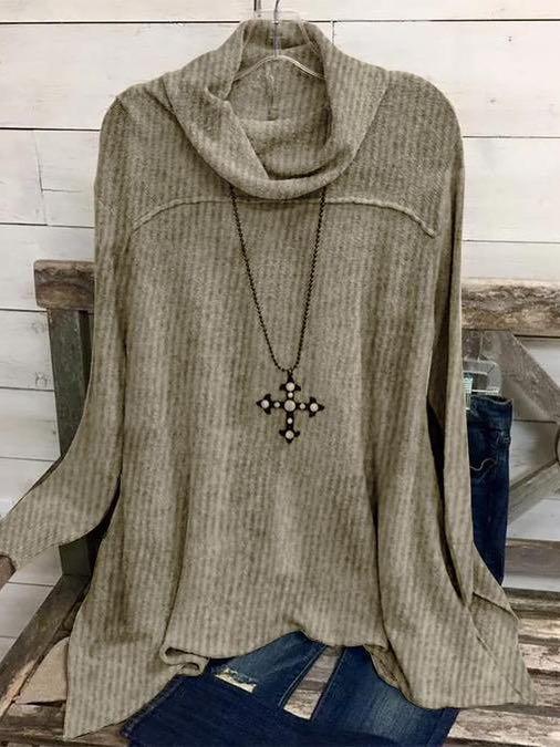 High Collar Solid Color Casual Sweater - LuckyFash™