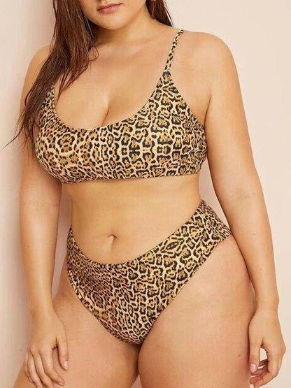 High-cut Two-piece Leopard Print Bikini Swimsuit - LuckyFash™