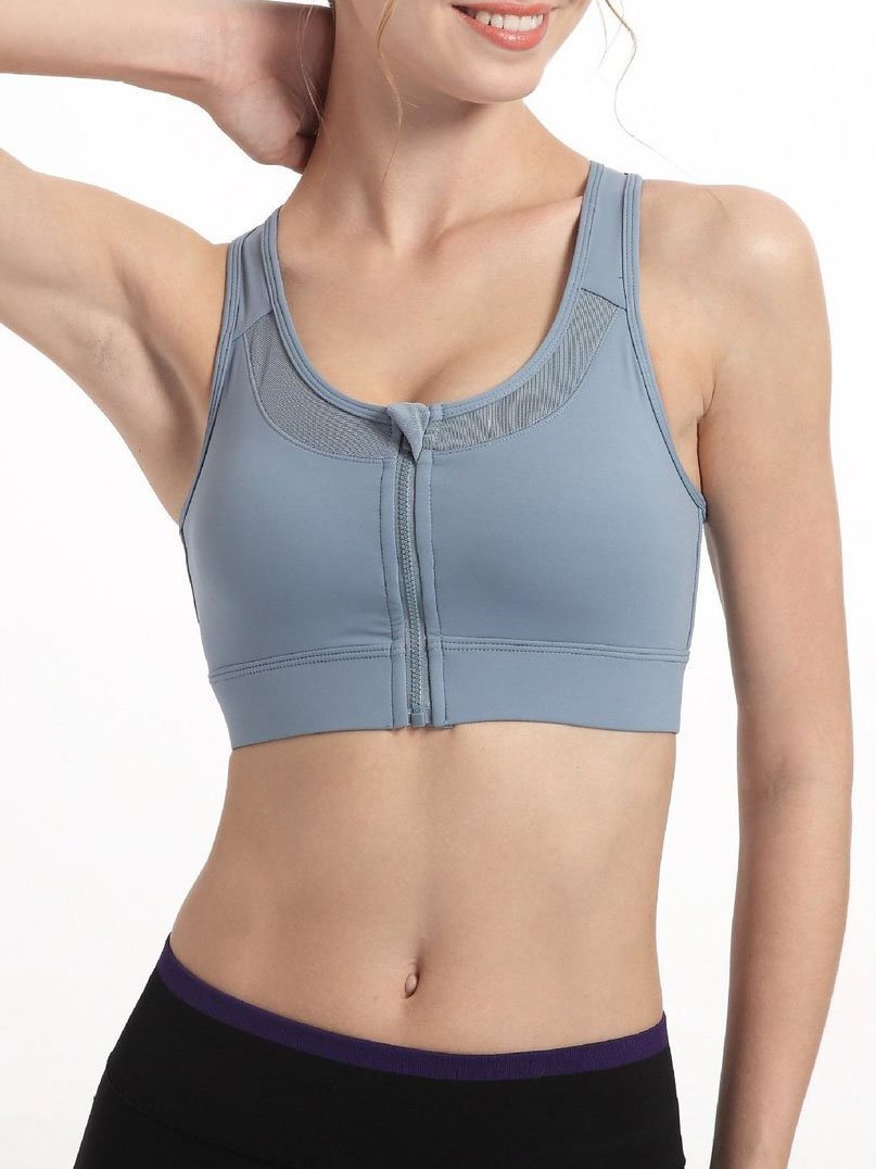High Impact Workout Sports Full Cup Support Bra Top Vest with Front-Zipper Wirefree - LuckyFash™