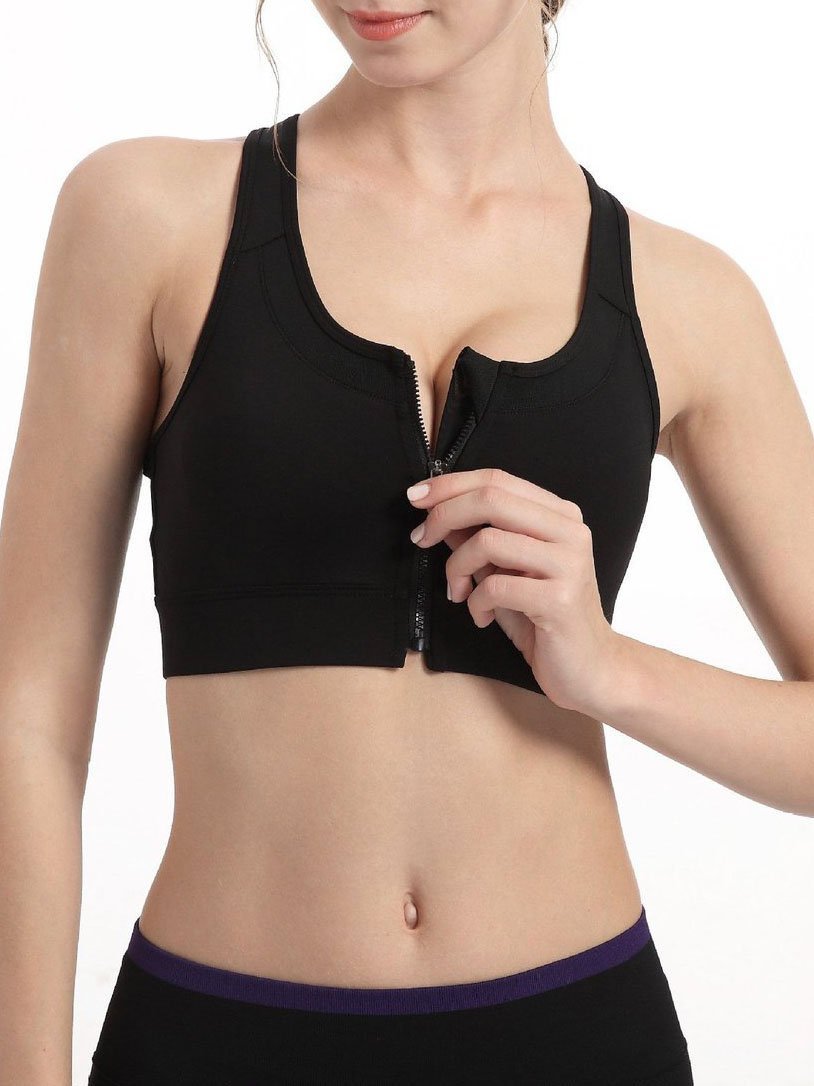 High Impact Workout Sports Full Cup Support Bra Top Vest with Front-Zipper Wirefree - LuckyFash™