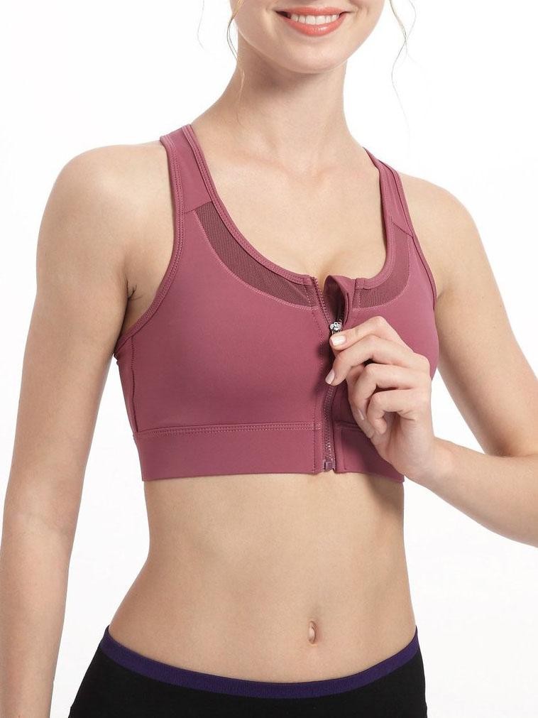 High Impact Workout Sports Full Cup Support Bra Top Vest with Front-Zipper Wirefree - LuckyFash™
