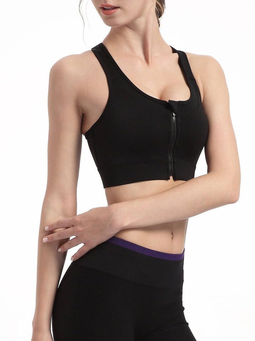 High Impact Workout Sports Full Cup Support Bra Top Vest with Front-Zipper Wirefree - LuckyFash™