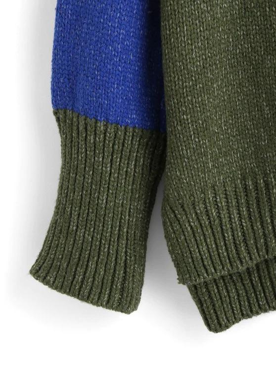 High Low Color Block Turtleneck Sweater - LuckyFash™