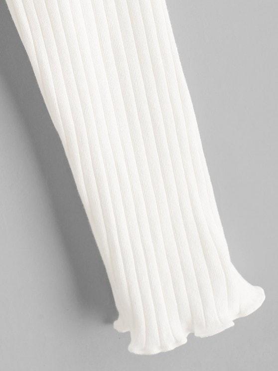 High Neck Ribbed Lettuce Trim Tee - LuckyFash™