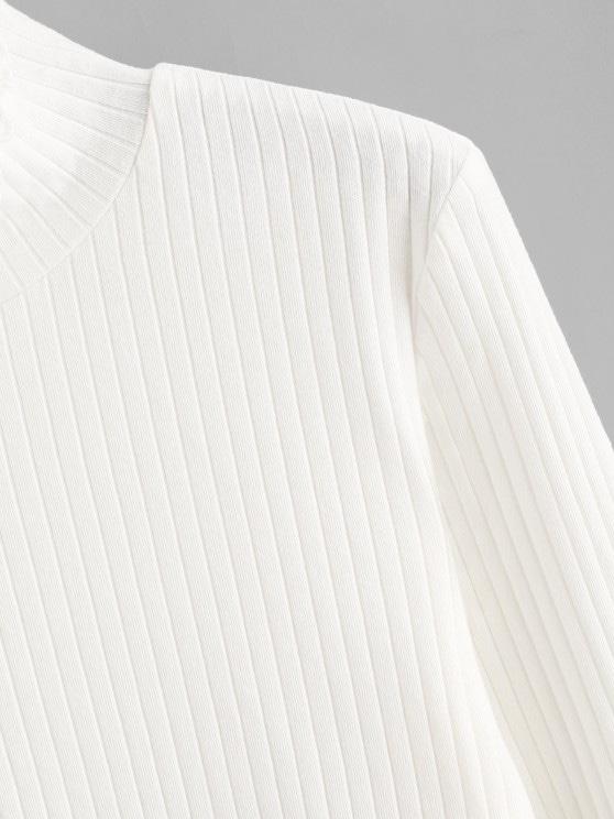 High Neck Ribbed Lettuce Trim Tee - LuckyFash™