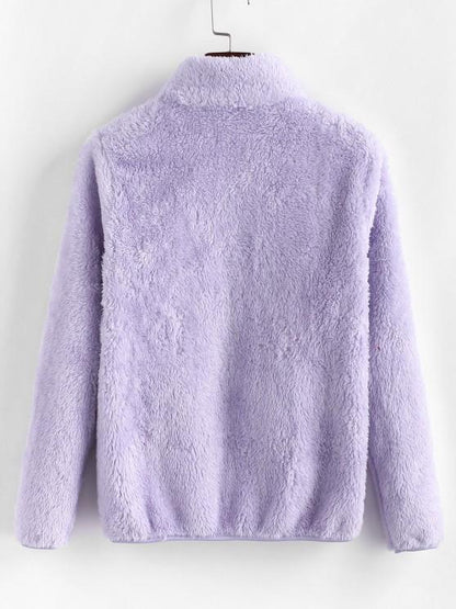 High Neck Zip Up Fluffy Coat - LuckyFash™