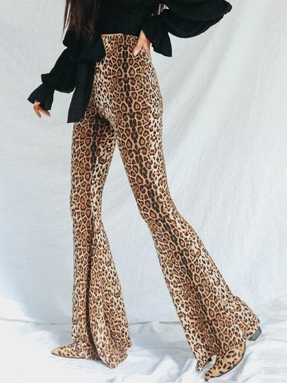 High Waist Casual Leopard Print Flared Pants - LuckyFash™