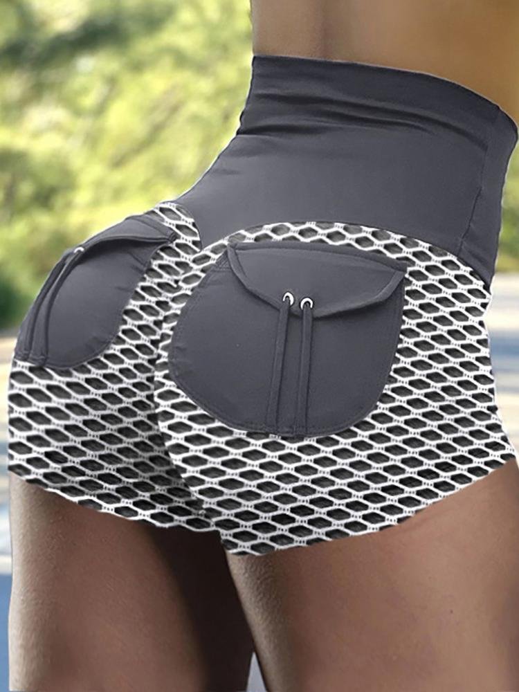 High Waist Fishnet Pocket Hip-Lifting Yoga Fitness Shorts - LuckyFash™