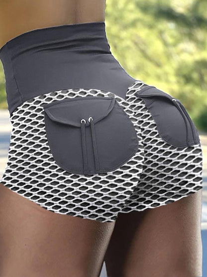 High Waist Fishnet Pocket Hip-Lifting Yoga Fitness Shorts - LuckyFash™