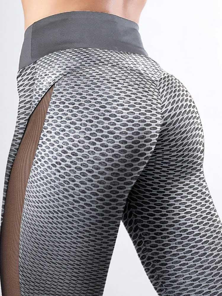 High Waist Shark Scale Side Mesh Patchwork Yoga Slimming Leggings - LuckyFash™