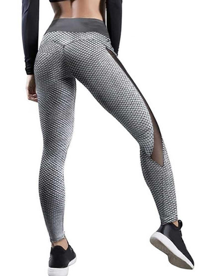 High Waist Shark Scale Side Mesh Patchwork Yoga Slimming Leggings - LuckyFash™
