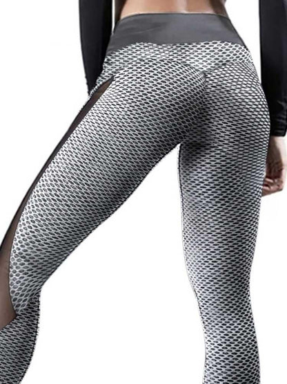 High Waist Shark Scale Side Mesh Patchwork Yoga Slimming Leggings - LuckyFash™