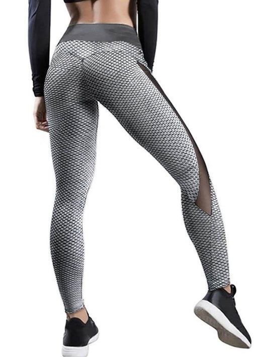 High Waist Shark Scales Side Mesh Patchwork Yoga Pants Tummy Control Butt Lift Slimming Booty Leggings - LuckyFash™
