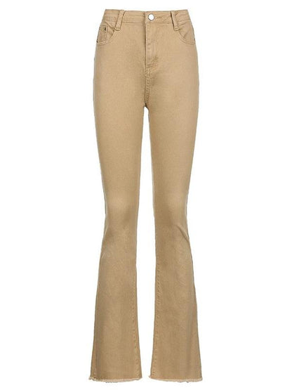 High Waist Slim Street Style Retro Flared Casual Pants - LuckyFash™