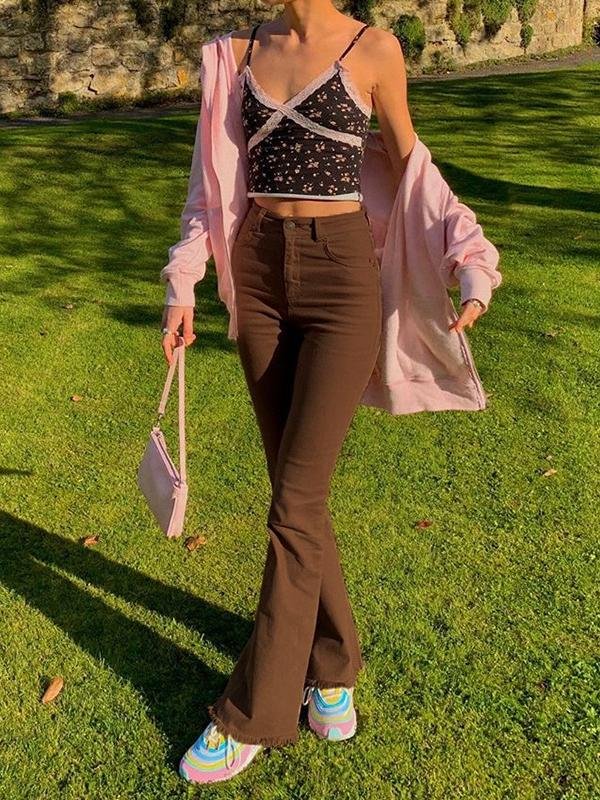 High Waist Slim Street Style Retro Flared Casual Pants - LuckyFash™