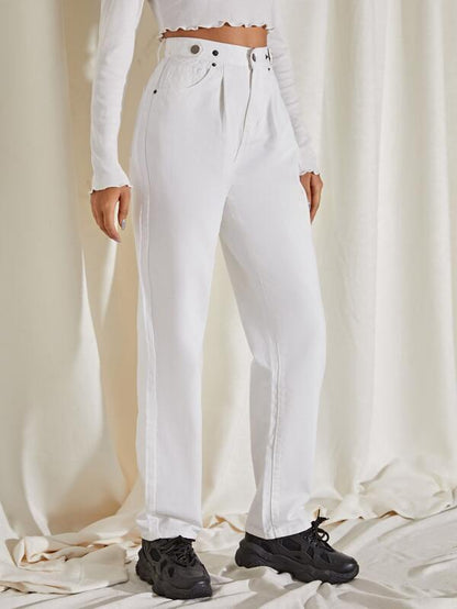 High Waist Straight Leg Jeans - LuckyFash™