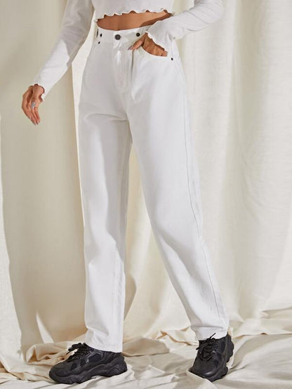 High Waist Straight Leg Jeans - LuckyFash™