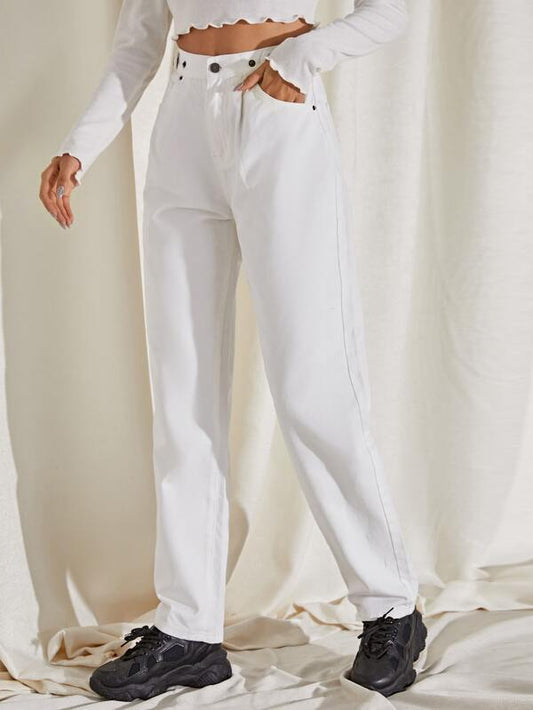 High Waist Straight Leg Jeans - LuckyFash™