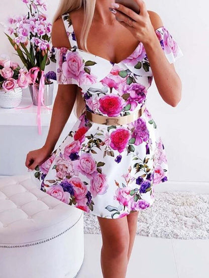 High Waist V-neck Strapless Off-shoulder Dress - LuckyFash™