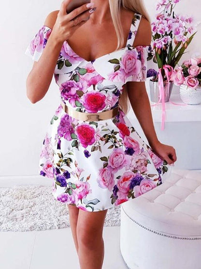 High Waist V-neck Strapless Off-shoulder Dress - LuckyFash™