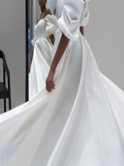 High Waist White One-shoulder Big Swing Dress - LuckyFash™