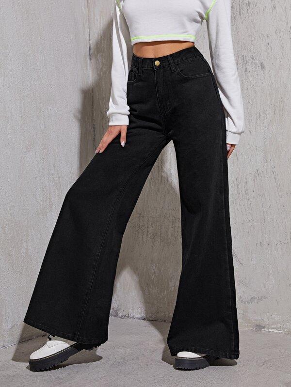High Waist Wide Leg Jeans Without Belt - LuckyFash™