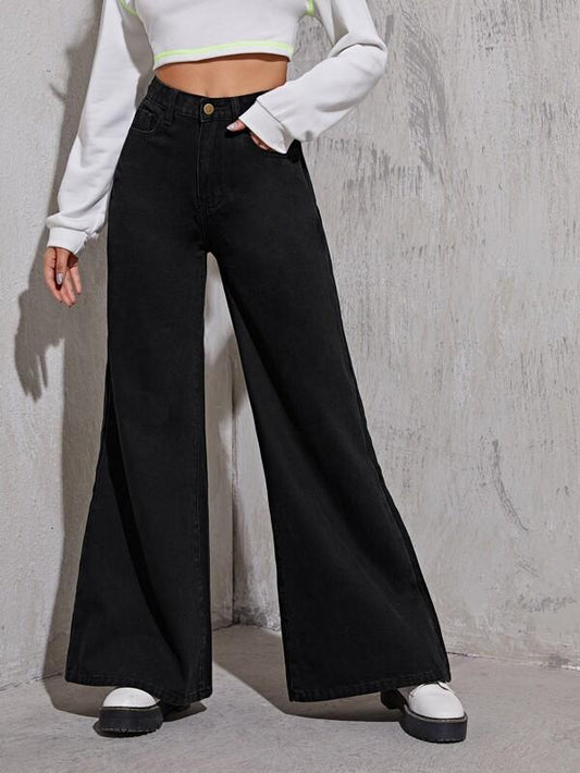 High Waist Wide Leg Jeans Without Belt - LuckyFash™