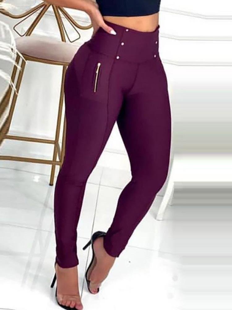 High Waist Zipper Design Skinny Pants - LuckyFash™