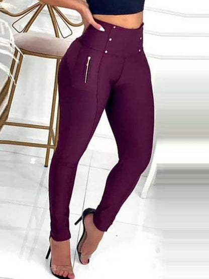 High Waist Zipper Design Skinny Pants - LuckyFash™