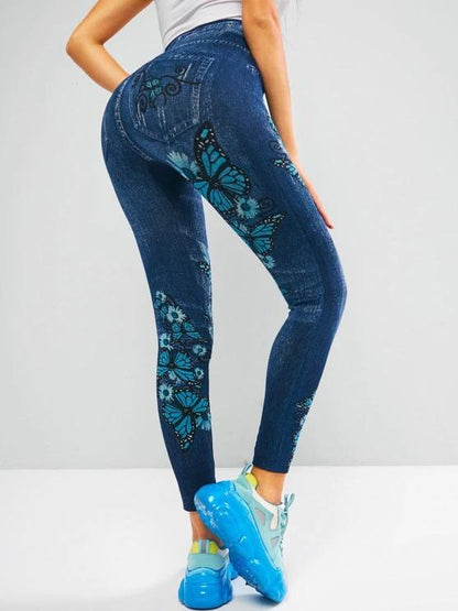 High Waisted 3D Print Butterfly Jeggings - LuckyFash™
