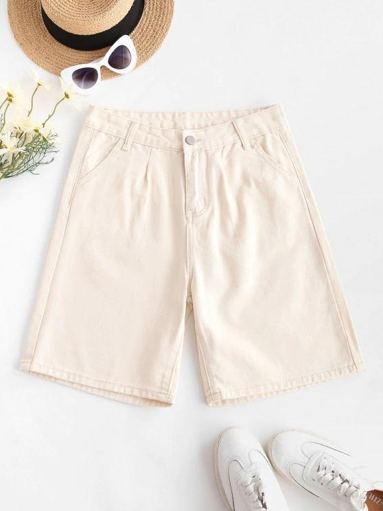 High Waisted Pocket Denim Bermuda Shorts - LuckyFash™