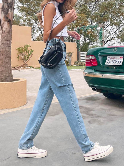 High-Waisted Ripped Solid Mom Straight Leg Jeans - LuckyFash™