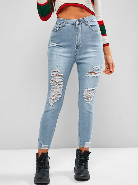 High Waisted Ripped Zipper Fly Jeans - LuckyFash™