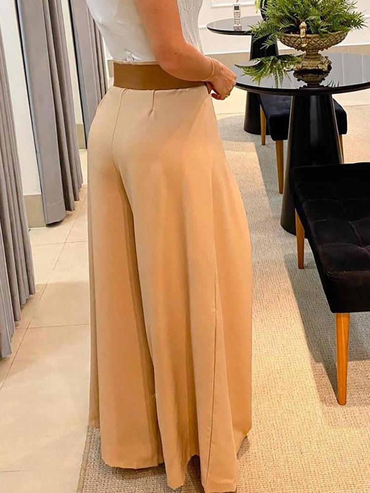 High Waisted Wide Leg Ruched Pants Without Belt - LuckyFash™