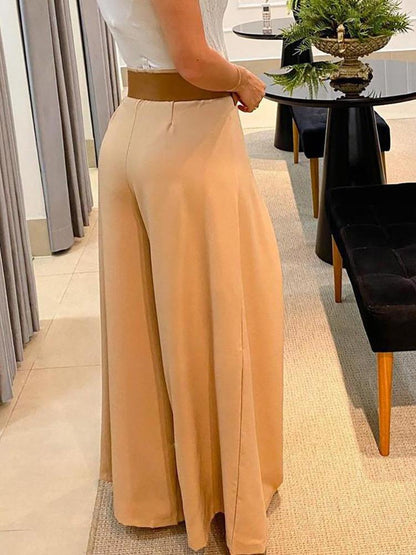 High Waisted Wide Leg Ruched Pants Without Belt - LuckyFash™