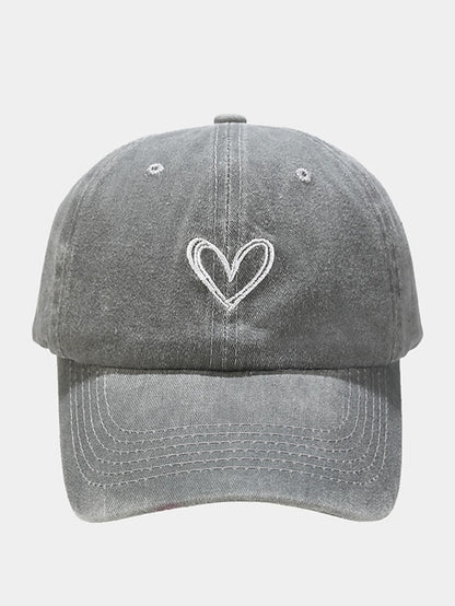 Fashion Outdoor Sport Solid Baseball Caps For Men Women Couple Love Heart Embroidery Snapback Cap Washed Cotton Dad Hat - LuckyFash™