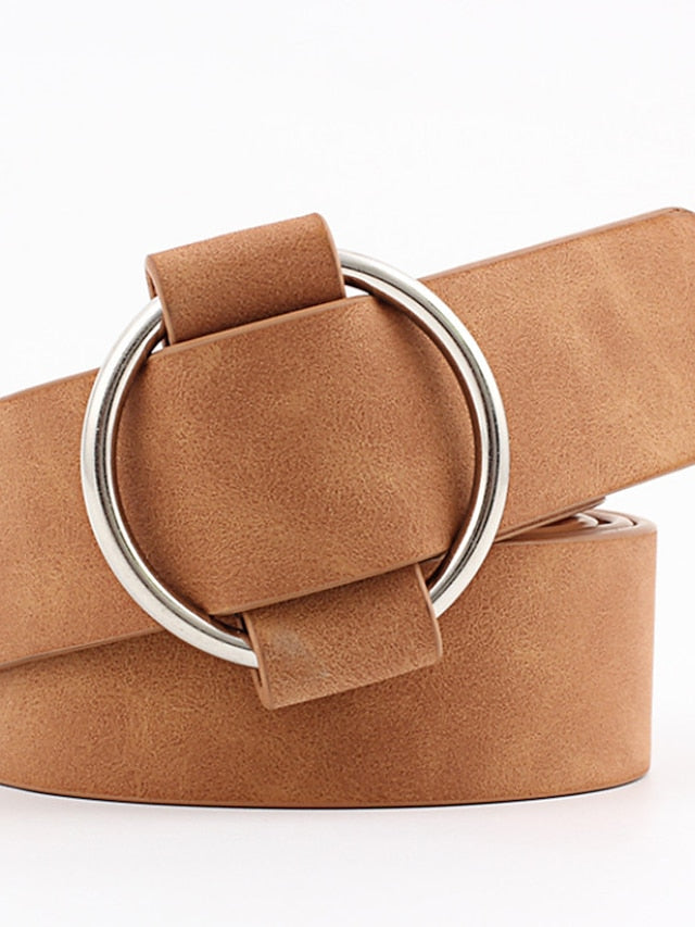Women's Unisex PU Buckle Belt PU Leather O-ring Buckle O-ring Casual Classic Daily Holiday Black Brown Beige Coffee - LuckyFash™