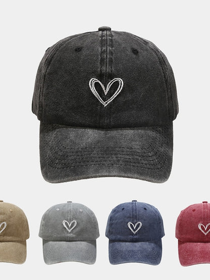 Fashion Outdoor Sport Solid Baseball Caps For Men Women Couple Love Heart Embroidery Snapback Cap Washed Cotton Dad Hat - LuckyFash™