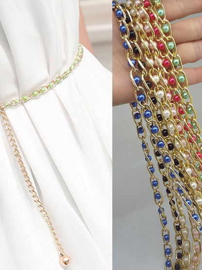 Chain Belt Metal Chain Metal Bucke Geometric Formal Party Daily Green White Black Blue for Women - LuckyFash™