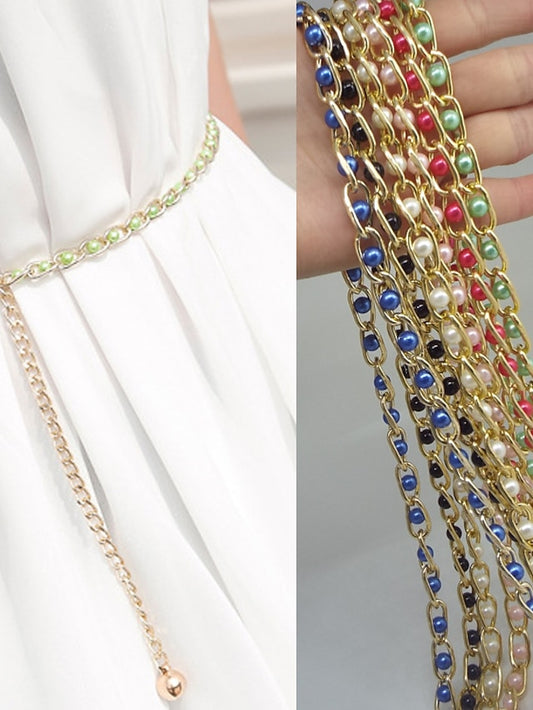 Chain Belt Metal Chain Metal Bucke Geometric Formal Party Daily Green White Black Blue for Women - LuckyFash™