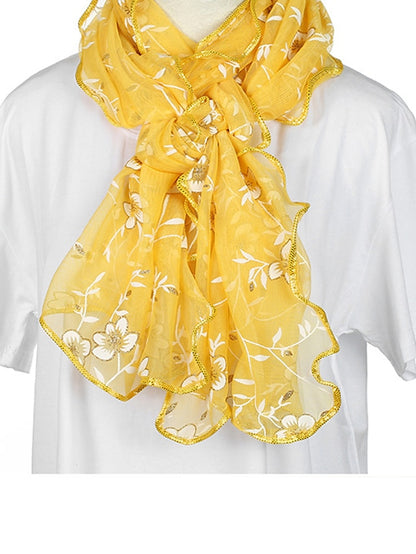 New Flower Embroidery Gauze Scarf Women Travel Holiday Sunscreen Beach Shawl Daily Streetwear Birthday Gift - LuckyFash™